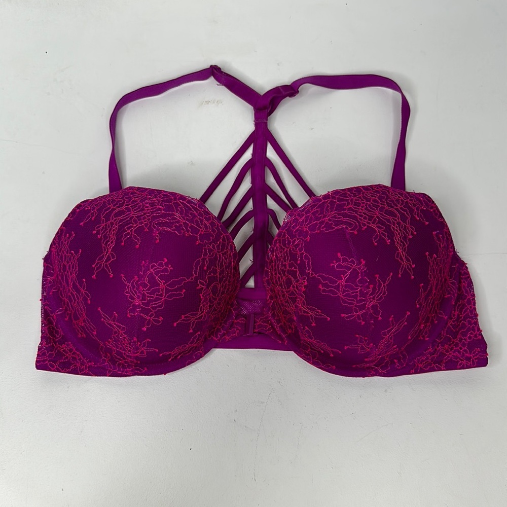 Victoria's Secret Very Sexy Push-Up Front Clasp Lace Bra Size 36C Purple…